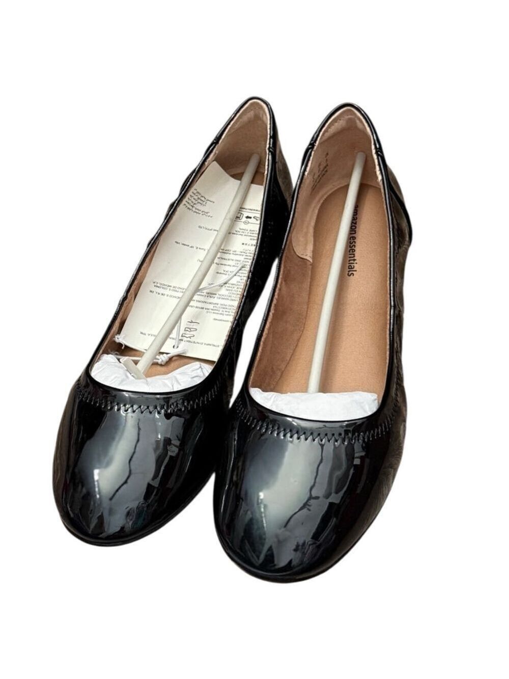 Amazon Essentials Black Patent Ballet Flats Size 10 - Picture 2 of 7
